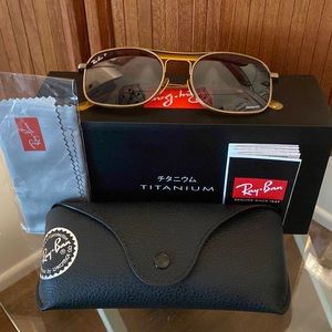 NIB Ray Ban RB8062 Titanium Demi Gloss Antique Gold Polar Wine w/ accessories